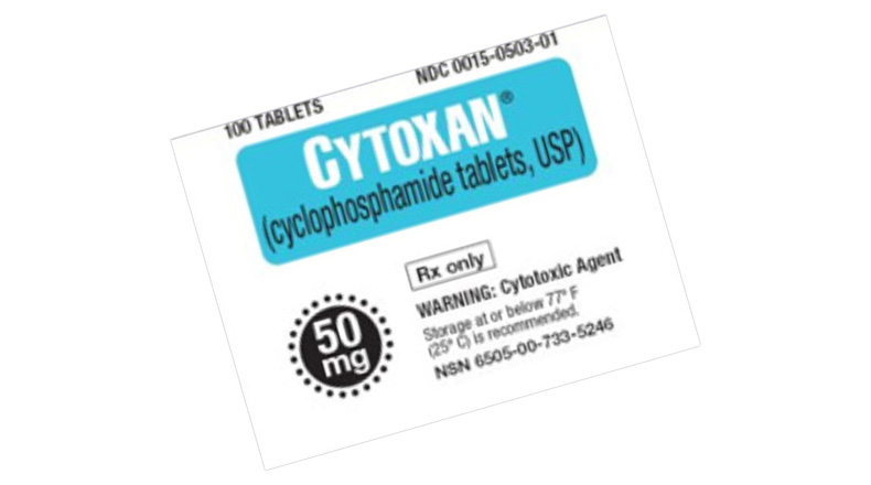 Packaging of Cytoxan 50 mg tablets