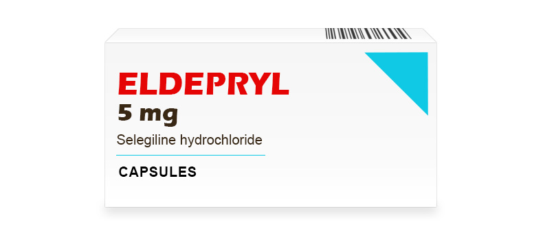 Packaging of Eldepryl 5 mg capsules