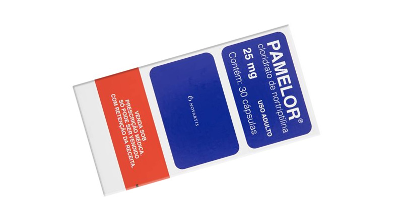 Packaging of Pamelor 25 mg tablets